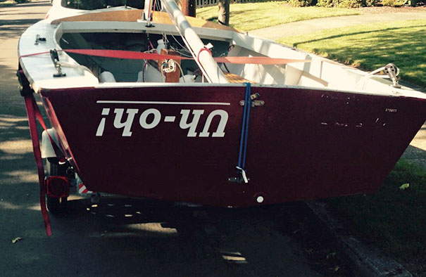 Upside down funny boat name 