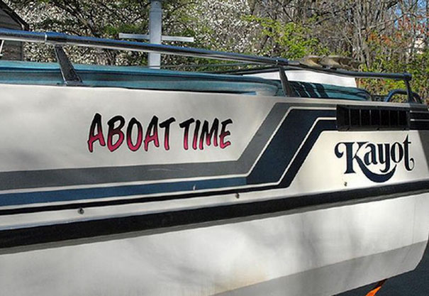Funny white boat name 