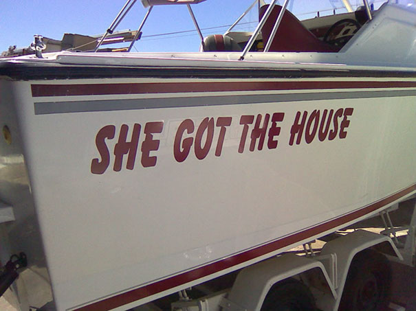 Funny and sarcastic named white boat 
