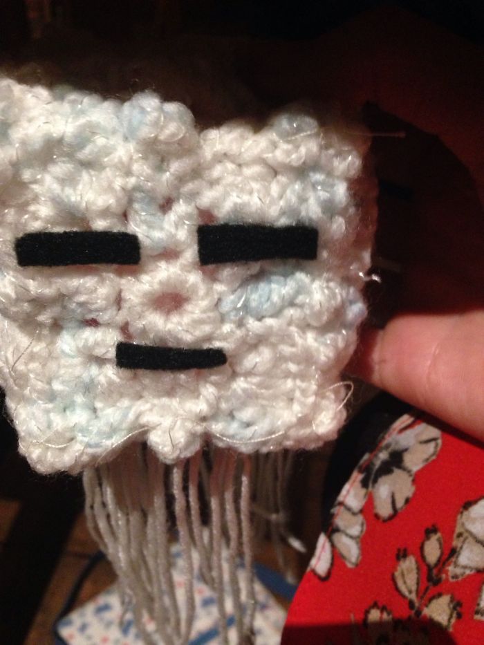 Made Some Minecraft Ghasts From Some Old Crochet Squares