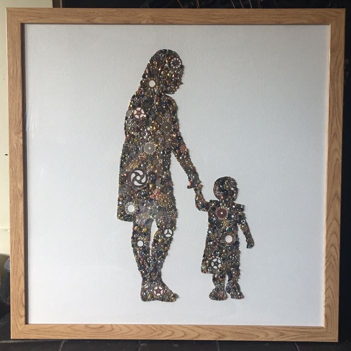 Made This Picture Using Old Beads, Charms And Watch/clock Parts