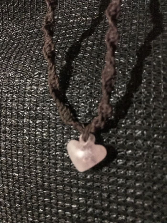 Rose Quartz Carved Heart The Necklace I Made Out Of Hemp.
