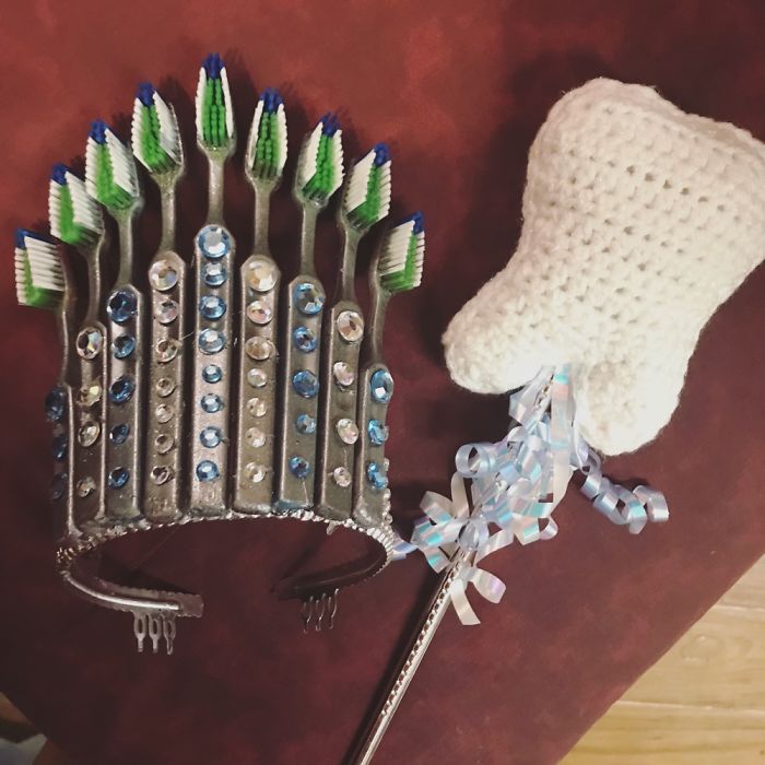 Toothbrush Crown And Tooth Scepter For Last Halloween, I Was The Tooth Fairy