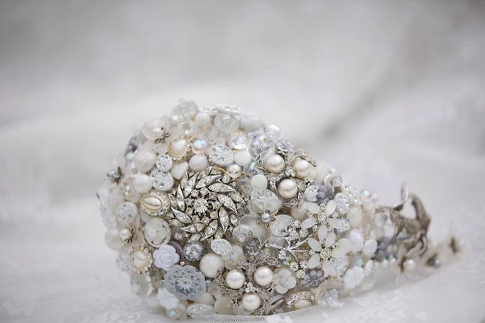 Bouquet Made From Recycled Brooches Buttons And Beads.