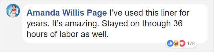 Comment praising durable eyeliner, noting it stayed intact through labor.