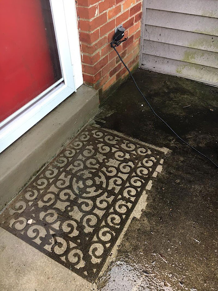 Used The Design Of The Welcome Mat As A Stencil In Grime. Made My Saturday