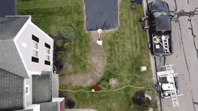 Power Washing Sidewalk From Above