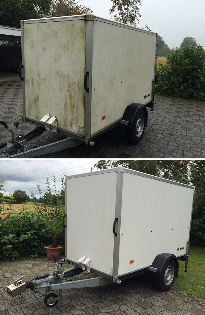 Washing My Parents' White Box Trailer