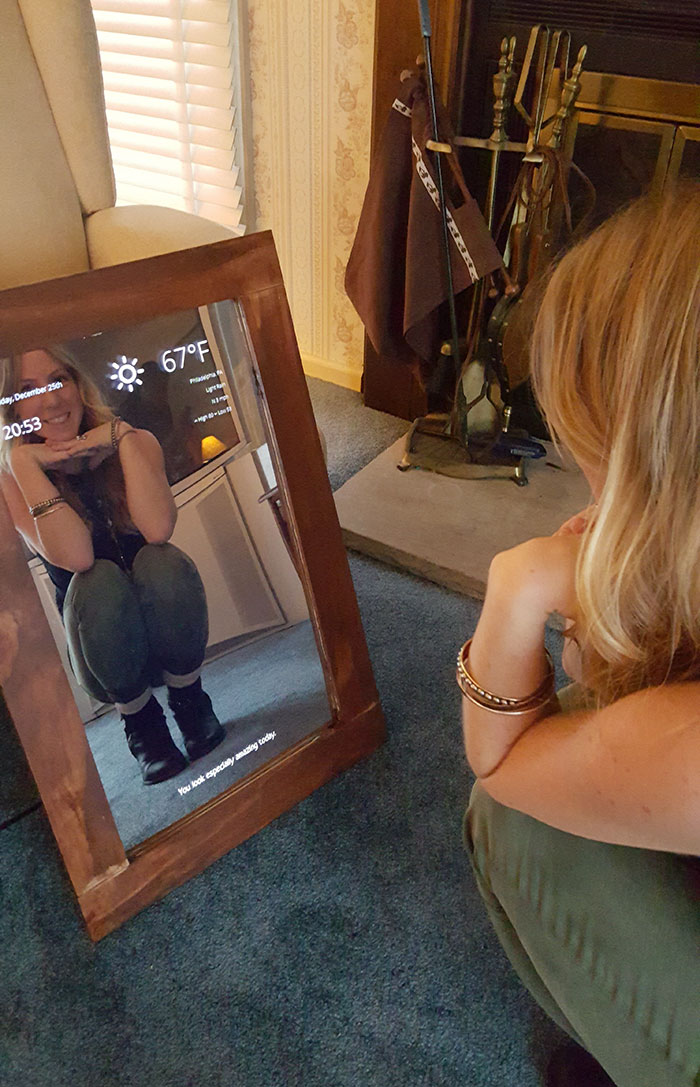 A Magic Mirror Powered By A Raspberry Pi. Best Christmas Present I've Ever Put Together