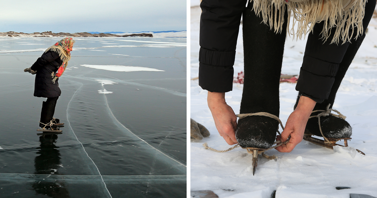 76 y.o. “Babushka of Baikal” Lives Alone In Siberia And Skates Across Baikal Every Day For A Heartwarming Reason