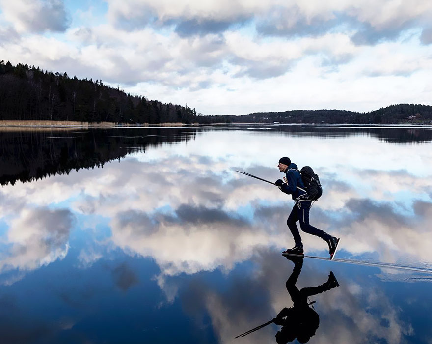 Guy Skates On Thin Black Ice And The Sound It Makes Is Out Of This World