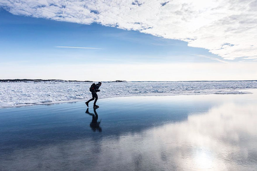 Guy Skates On Thin Black Ice And The Sound It Makes Is Out Of This World
