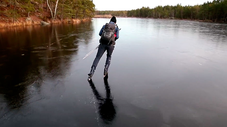 Guy Skates On Thin Black Ice And The Sound It Makes Is Out Of This World Guy Skates On Thin Black Ice And The Sound It Makes Is Out Of This World