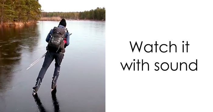 Guy Skates On Thin Black Ice And The Sound It Makes Is Out Of This World