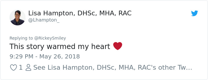 Twitter Lhampton_ user reacting to Corey's story