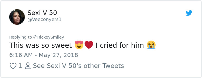 Twitter Veeconyers1 user reacting to Corey's story