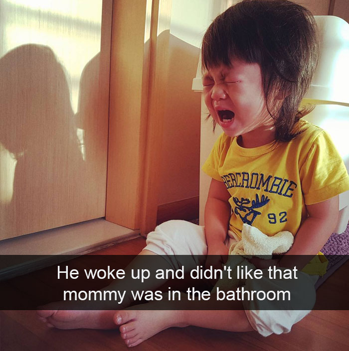 He Woke Up And Didn't Like That Mommy Was In The Bathroom