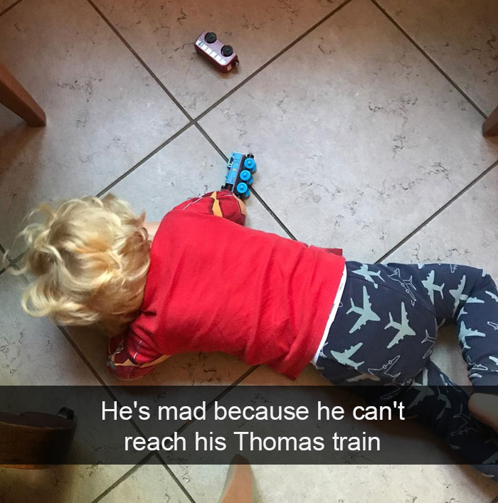 He's Mad Because He Can't Reach His Thomas Train