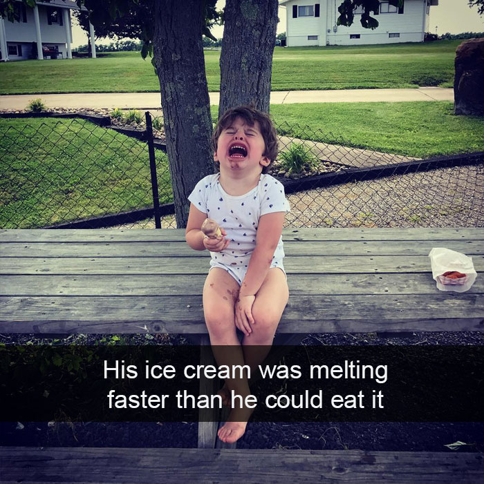His Ice Cream Was Melting Faster Than He Could Eat It