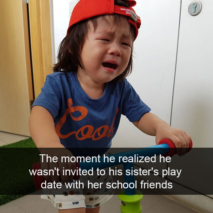 The Moment He Realized He Wasn't Invited To His Sister's Play Date With Her School Friends