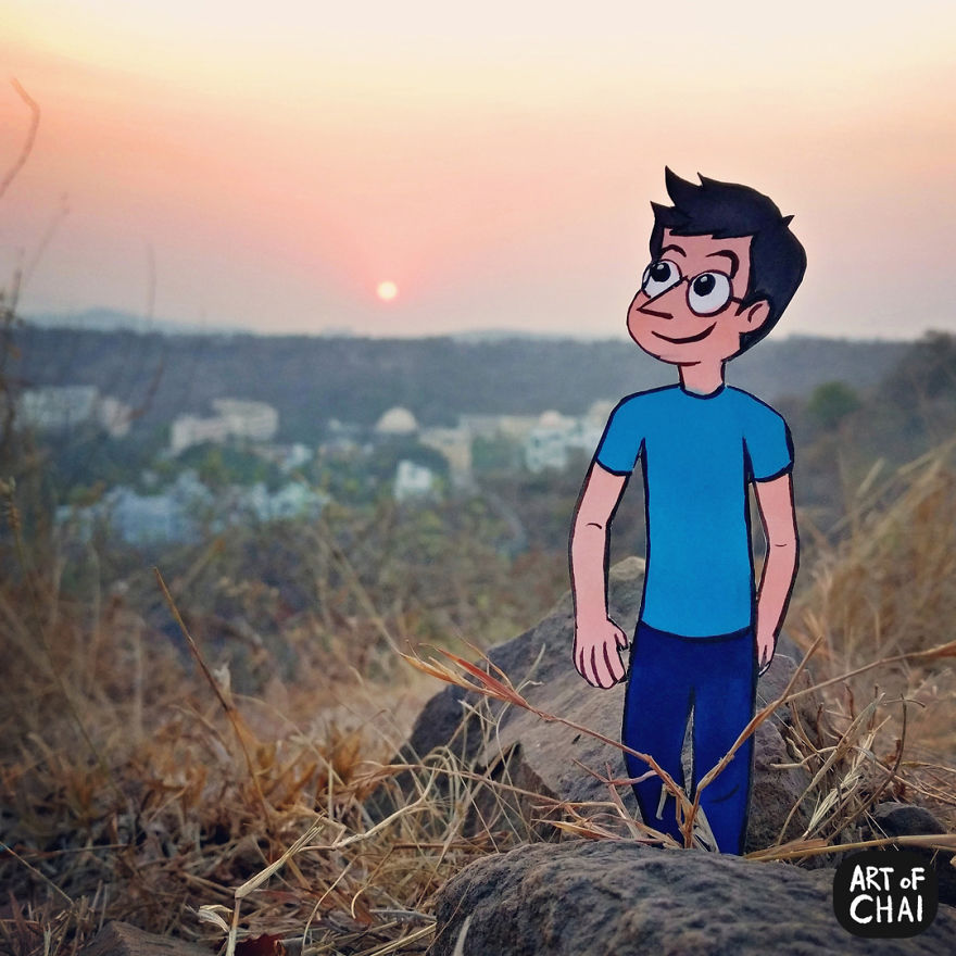 Chai Enjoys Climbing / Walks / Runs On The Hills In The City In The Evenings