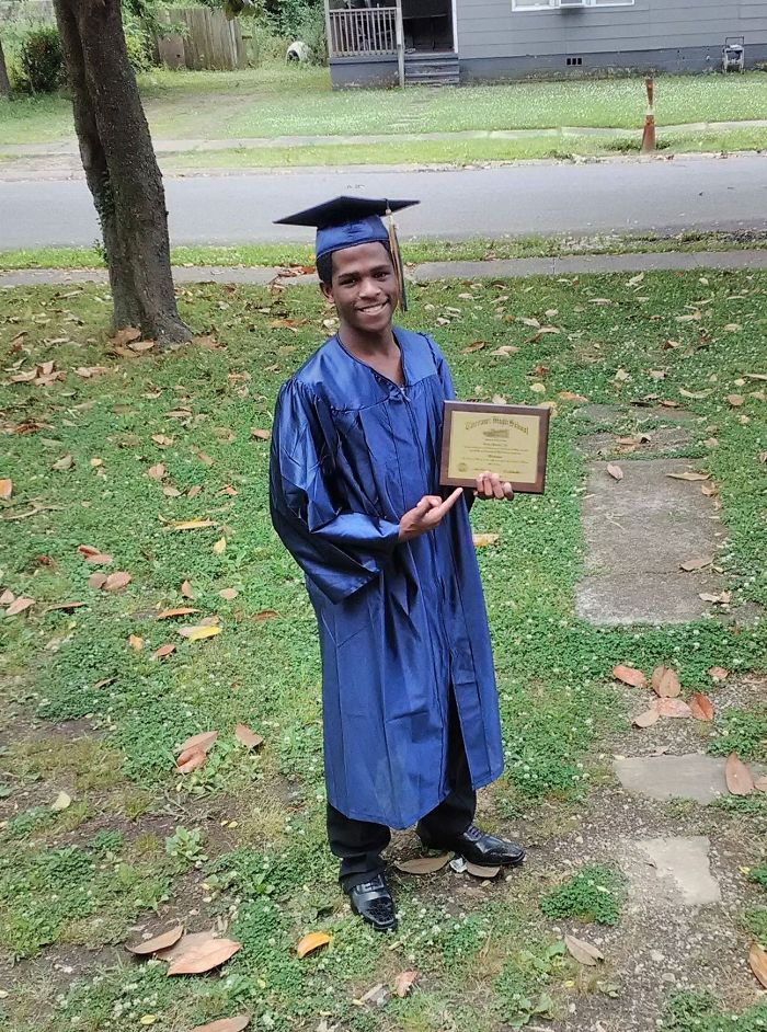 Corey Patrick graduated from Tarrant High holding his diploma