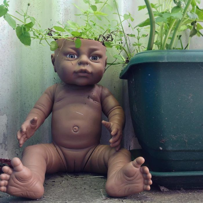 Creepy-Baby-Doll-Head-Planters