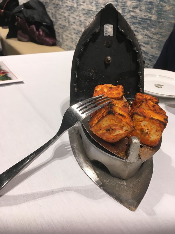 Friend Went To A Restaurant And They Served Him Paneer Tikka On An Iron