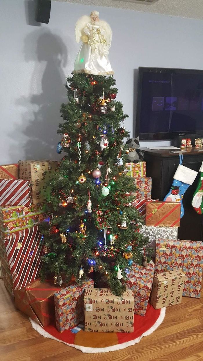 My Christmas Tree Puts A Shadow Of An Elf On The Wall