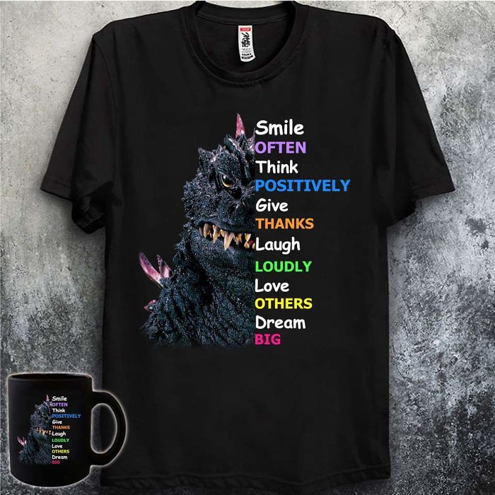 T-shirt with motivational text and dragon image, paired with matching mug. Epic clothing disaster theme.