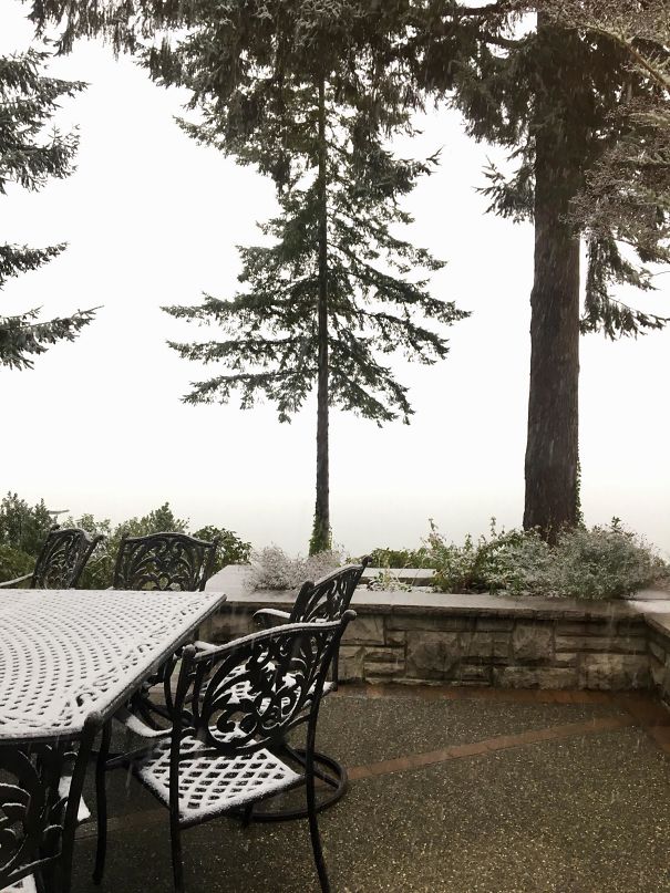 The Sky And The Water Are The Exact Same Color Right Now, So It Looks As Though My House Is Floating Up In The Clouds