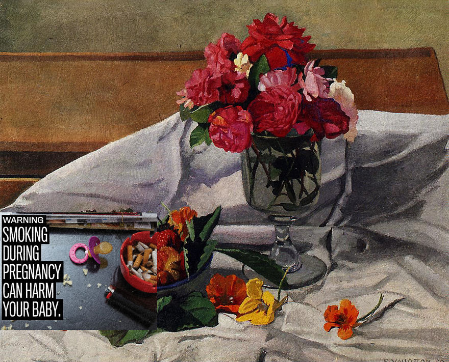 I Do Collages Of Cigarette Health Warnings And Classical Paintings
