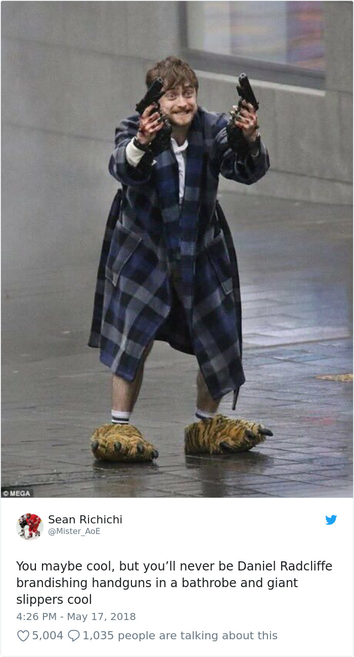 Daniel Radcliffe Holding Guns