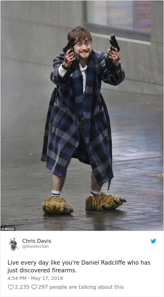 Daniel Radcliffe Holding Guns