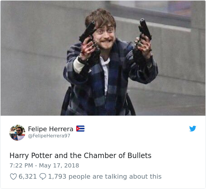 Daniel Radcliffe Holding Guns