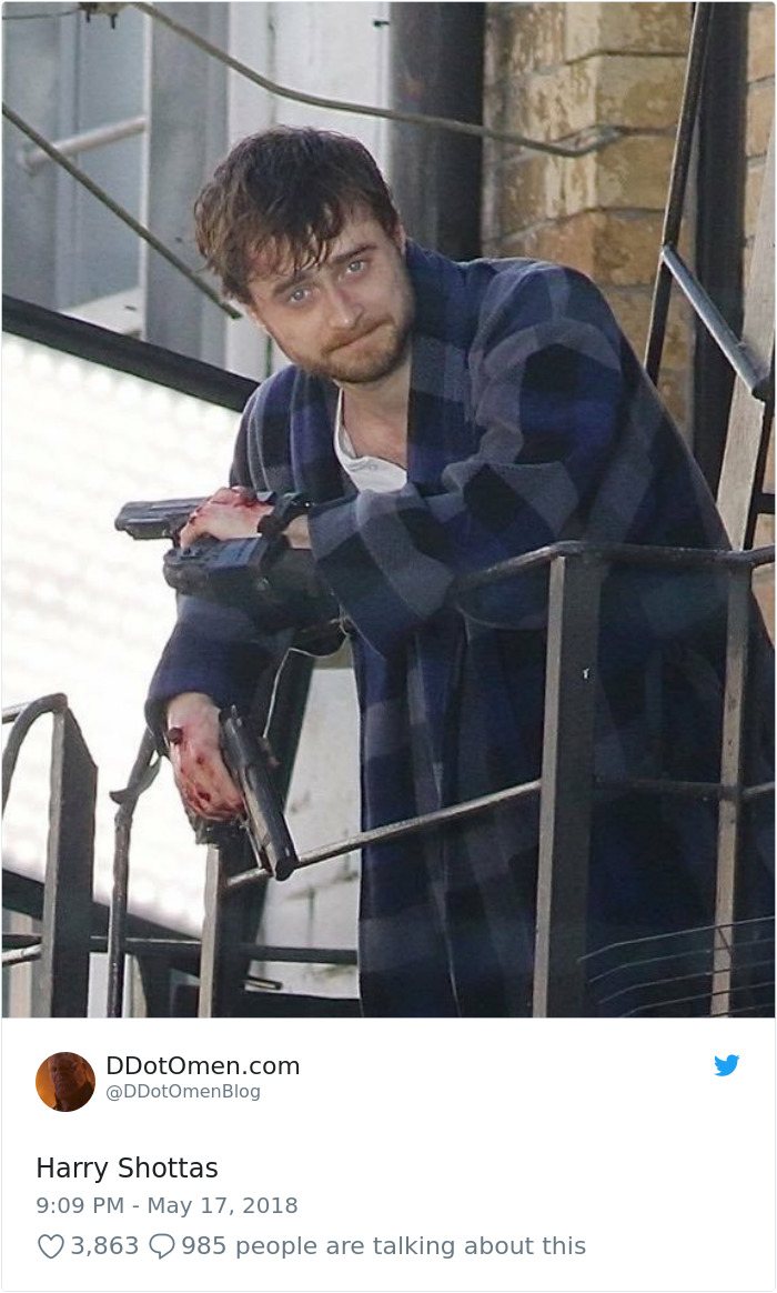 Daniel Radcliffe Holding Guns