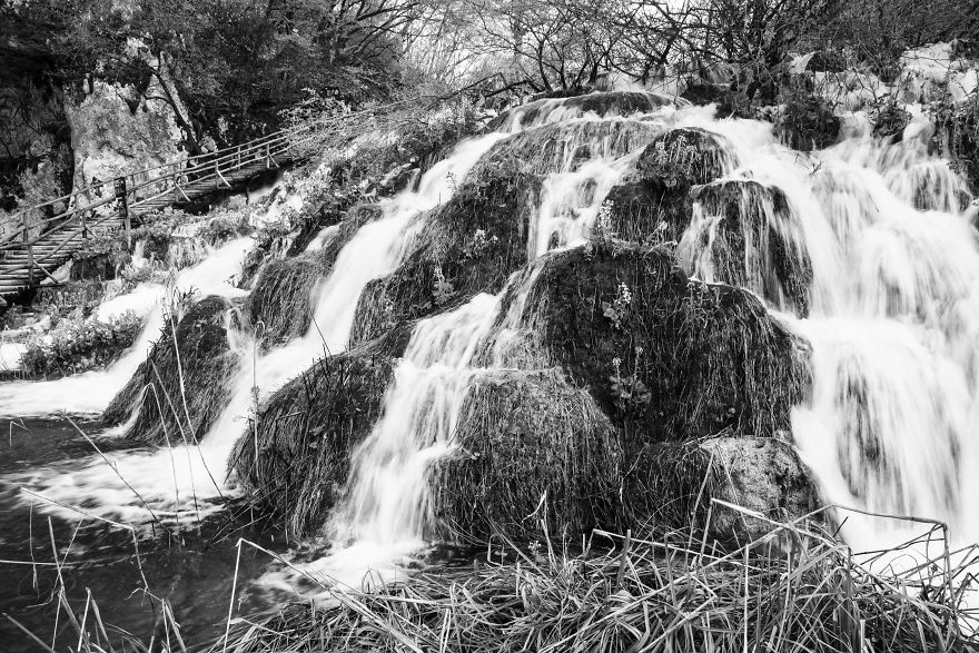 Plitvice Lakes In Black And White Plitvice Lakes In Black And White