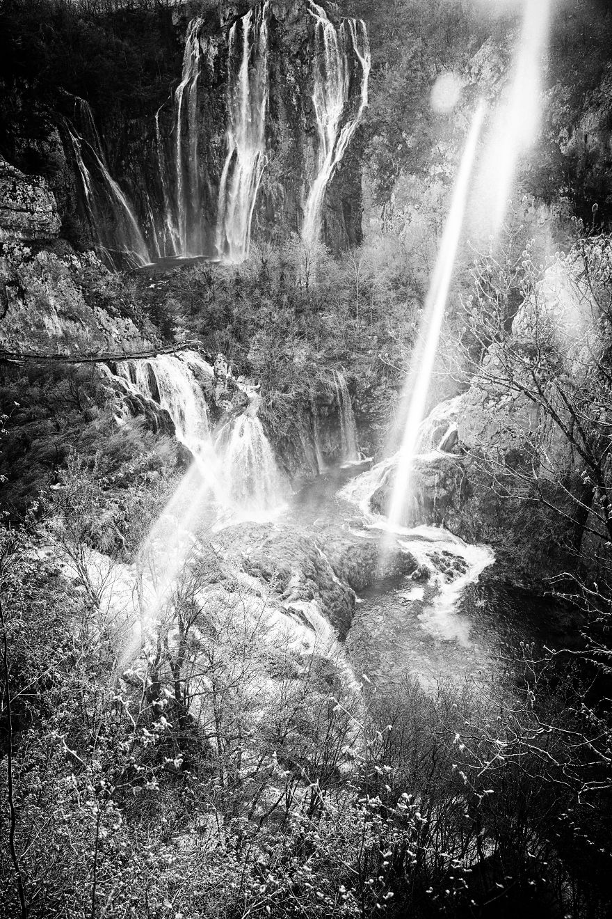 Plitvice Lakes In Black And White Plitvice Lakes In Black And White