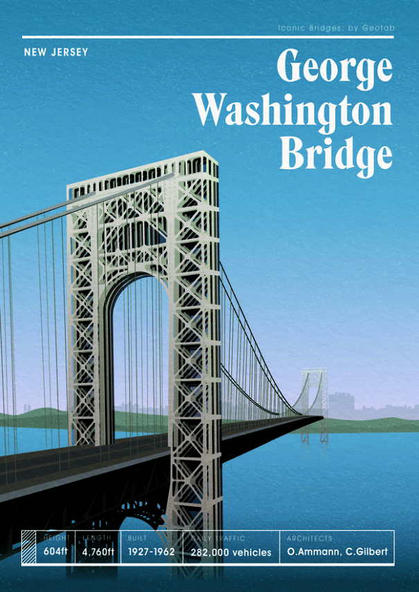 An Artist Illustrated America's Most Iconic Bridges In Retro Travel Poster Style