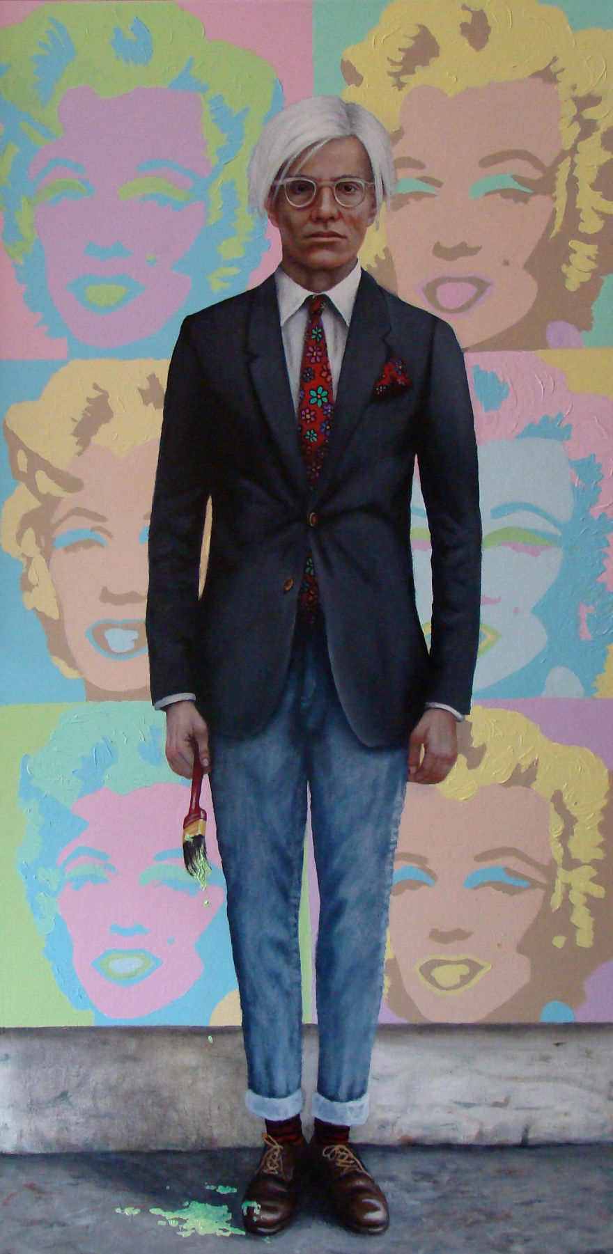 Paintings Of Famous Artists Standing In Front Of Their Iconic Works