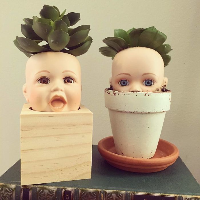 Creepy-Baby-Doll-Head-Planters