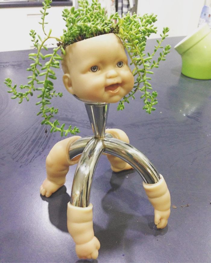 Creepy-Baby-Doll-Head-Planters