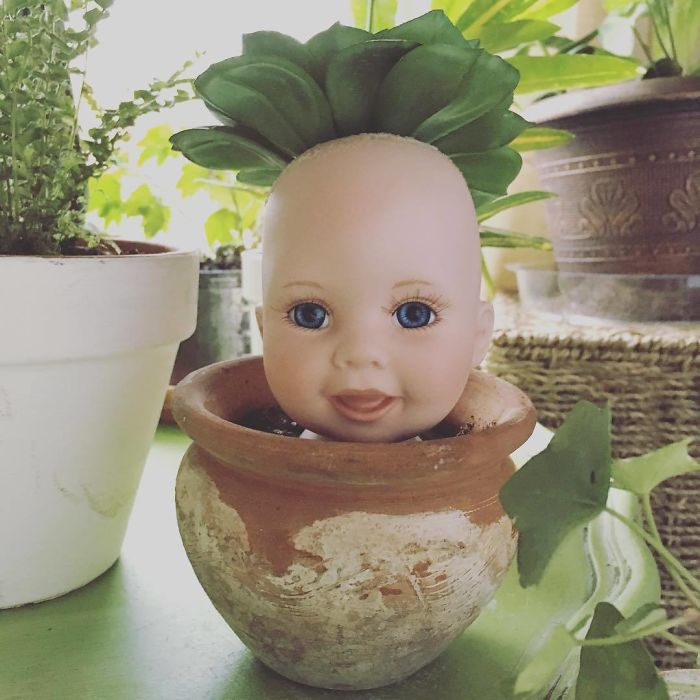 Creepy-Baby-Doll-Head-Planters