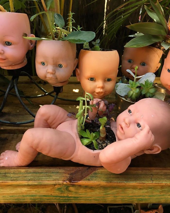 Creepy-Baby-Doll-Head-Planters