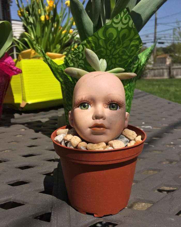 Creepy-Baby-Doll-Head-Planters