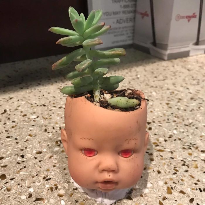 Creepy-Baby-Doll-Head-Planters