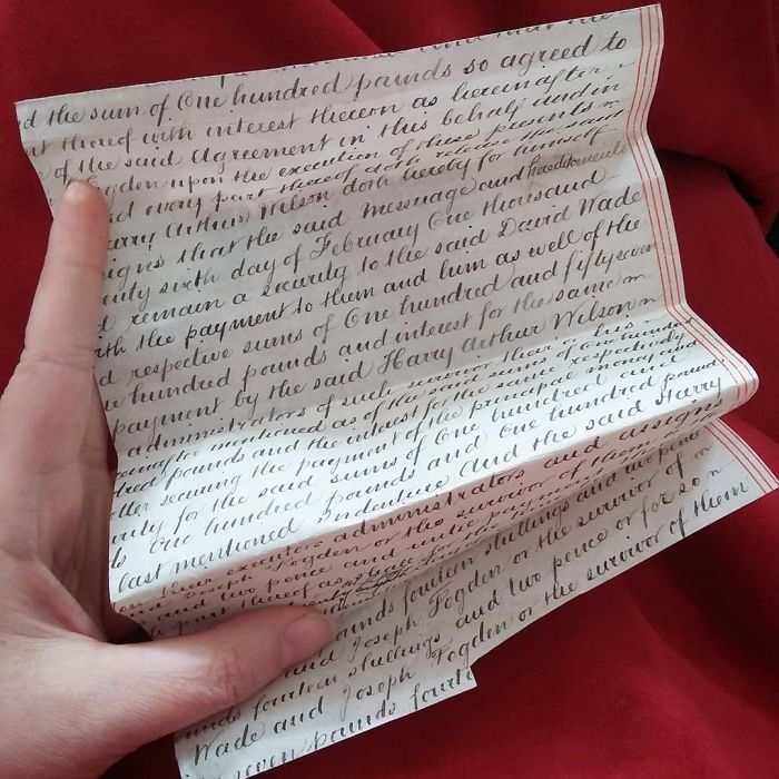 A Surprise Find Amongst Some Second Hand Bookbinding Tools, A Piece Of Manuscript Waste Used By The Binder As Spine Strengthener. Following An Old Tradition Of Reusing Parchment For New Books. A Lovely Round Hand.