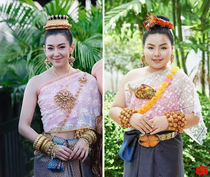 Prawn Headdress + Fried Fish Pin + Ferrero Rocher Bracelet + Big Fried Fish Decorative Belt