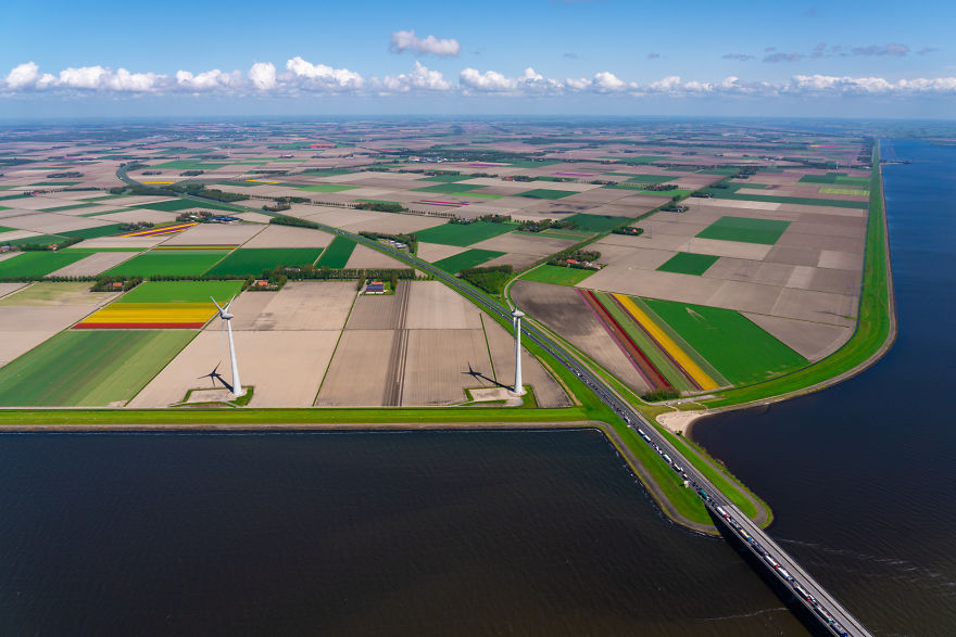 As I Live In Amersfoort, The Most Convenient Location For Me To Capture The Tulips Is The ‘Flevopolder’. This Shot Is The Flevopolder Captured From An Airplane