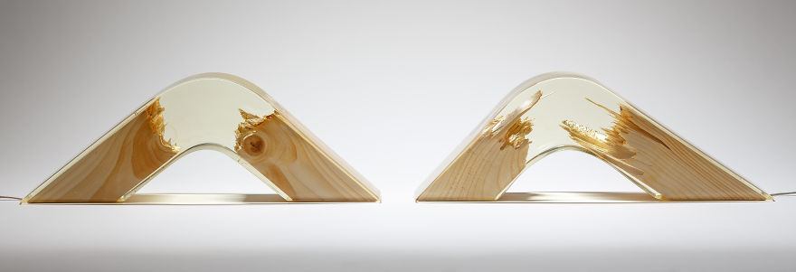 Torn Lamps Made From Wood And Resin By Guideco Design